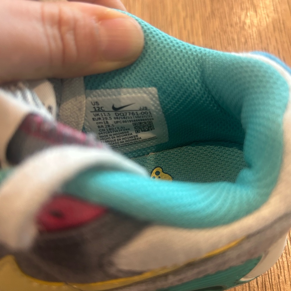 Nike Kids' Gray, Blue, and Yellow Sneakers - Picture 8 of 9